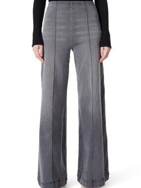NWT DO by Dee Ocleppo Women's Anna Wide Leg Pull-On Jeans in Washed Black Large